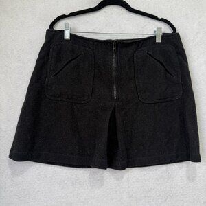 GAP Skirt Womens 16 Black Virgin Wool Blend A-Line Mini Zip Front Patch Pockets
